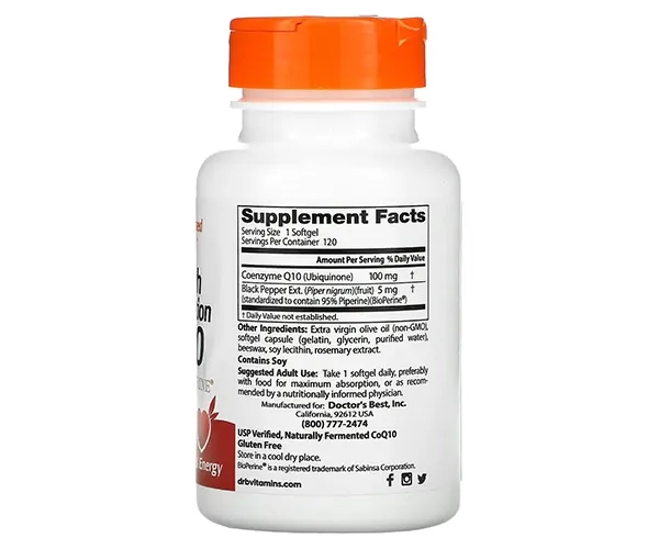 Коензим Q-10 з біоперином Doctor's Best (CoQ10 with Bioperine) 100 мг 