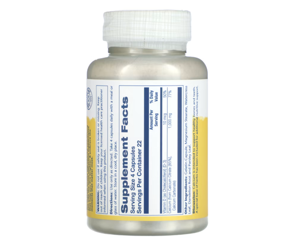 Цитрат кальция с витамином D3 Solaray (Calcium Citrate) 1000 мг 