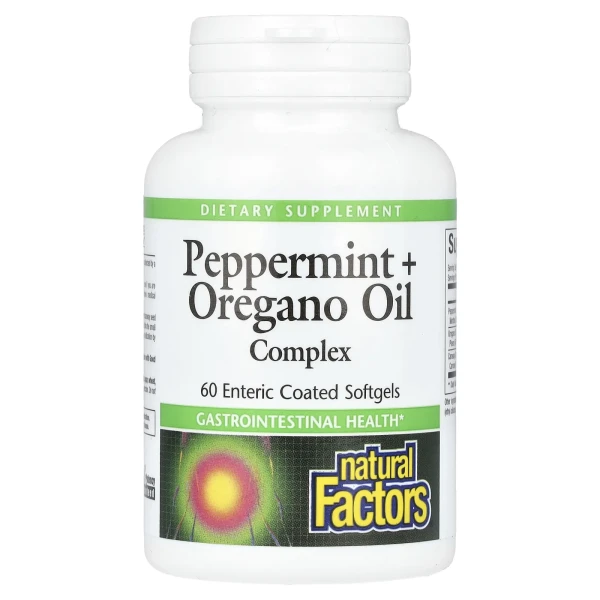 Комплекс із перцевої м'яти та олії орегано Natural Factors 60 капсул
