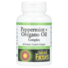 Комплекс із перцевої м'яти та олії орегано Natural Factors 60 капсул