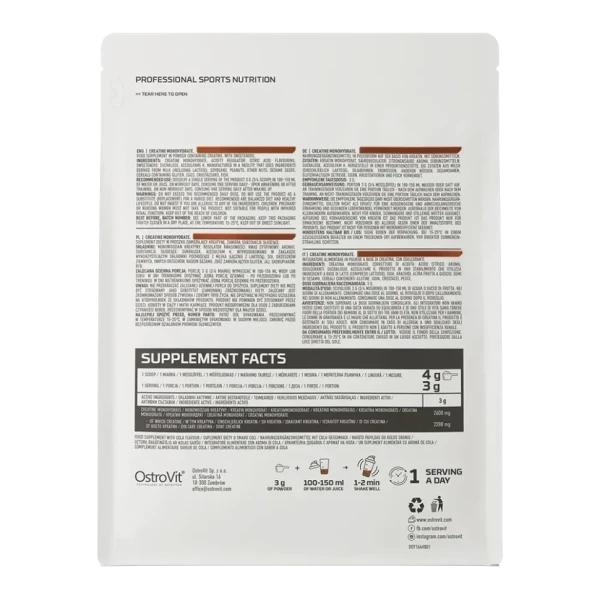 Креатин моногідрат Ostrovit  (Creatine monohydrate) 300 г зі смаком коли