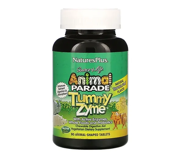 Смесь ферментов с пробиотиками для детей Natures Plus (Tummy Zyme) 90 жевательных таблеток со вкусом тропических фруктов