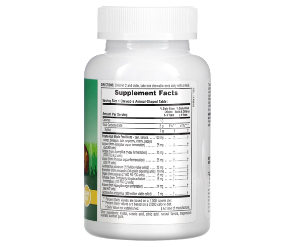 Смесь ферментов с пробиотиками для детей Natures Plus (Tummy Zyme) 90 жевательных таблеток со вкусом тропических фруктов