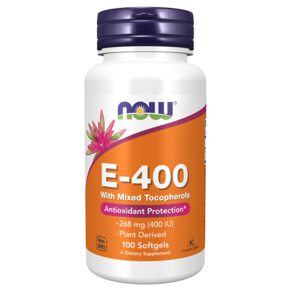 Вітамін E зі змішаними токоферолами Now Foods (Vitamin E-400) 400 МО 100 капсул