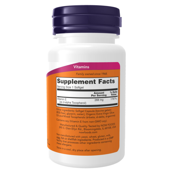 Вітамін E зі змішаними токоферолами Now Foods (Vitamin E-400) 400 МО 100 капсул