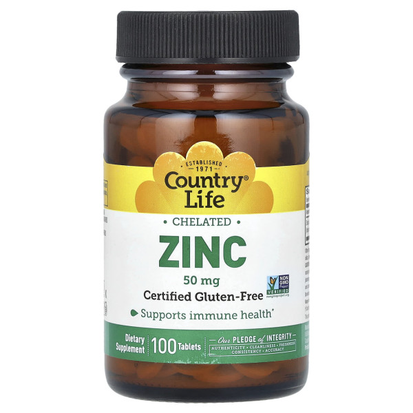 Цинк хелатний Country Life  (Chelated Zinc) 50 мг 100 таблеток