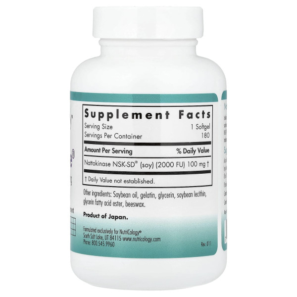 НаттоЗим Nutricology (NattoZyme) 100 мг 180 капсул