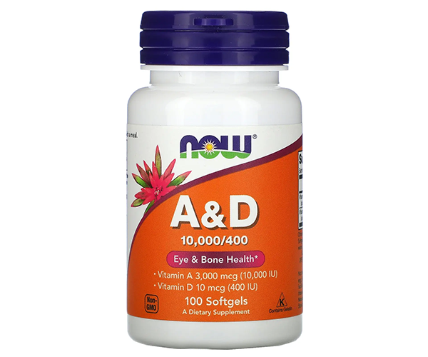 Вітаміни А та Д3 NOW Foods (A&D3 essential nutrition) 10000 МО/400 МО 100 капсул