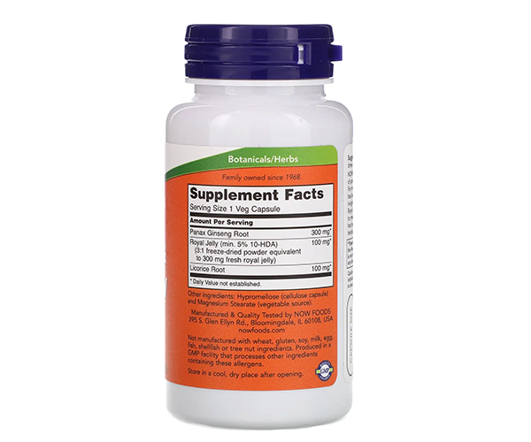 Женьшень с маточным молочком NOW Foods (GINSENG & ROYAL JELLY) 90 капсул