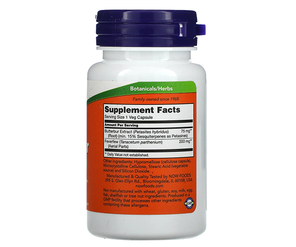 Білокопитник лікарський Піретрум NOW Foods  (Butterbur) 60 капсул
