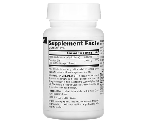 Хром з ніацином Source Naturals  (ChromeMate Chromium GTF) 240 таблеток