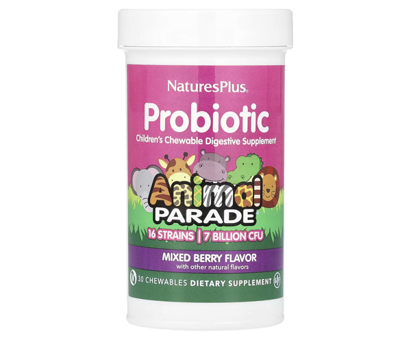 Пробиотики для детей Natures Plus (Probiotic) 7 млрд КОЕ 30 жевательных таблеток с ягодным вкусом