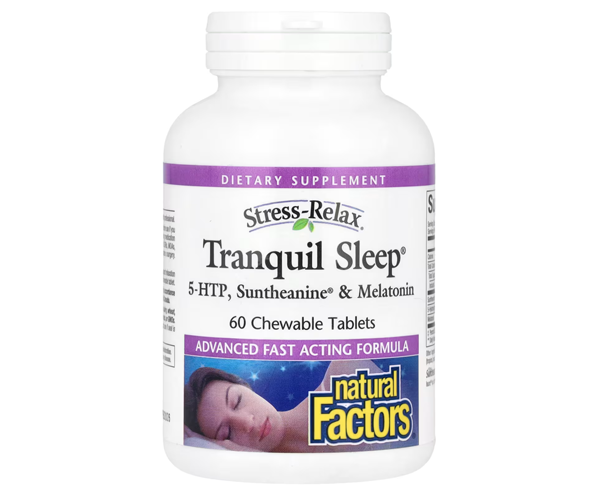 Безтурботний сон Natural Factors (Tranquil Sleep) зі смаком тропічних фруктів 60 жувальних таблеток
