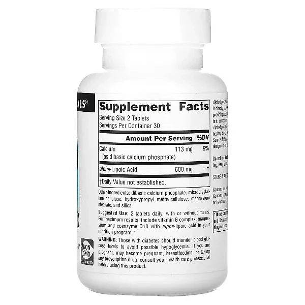 Альфа-ліпоєва кислота Source Naturals (Alpha Lipoic Acid) 300 мг 60 таблеток