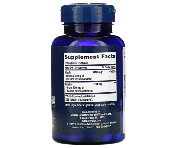 Витамин B3 Life Extension (No Flush Niacin) 800 мг 100 капсул