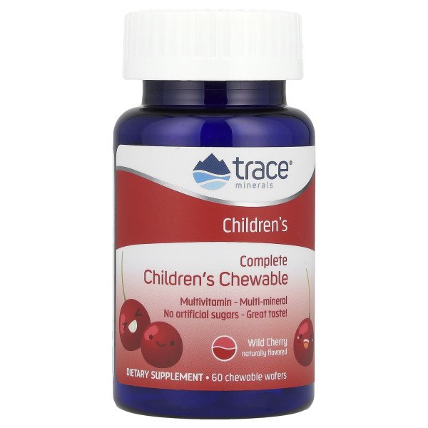 Мультивитамины для детей Trace Minerals Research (Complete Multi Children's) 60 жевательных вафель со вкусом дикой вишни