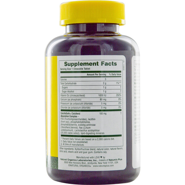 Витамин D3 Natures Plus (Vitamin D3) 1000 МЕ 90 жевательных таблеток с ягодным вкусом