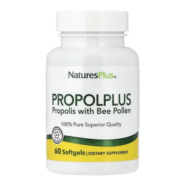 Прополіс Natures Plus  (Propoplus Propolis w/Bee Pollen) 180 мг/20 мг 60 капсул