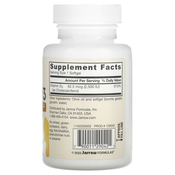 Вітамін D3 холекальциферол Jarrow Formulas (Vitamin D3 Cholecalciferol) 2500 МО 100 капсул