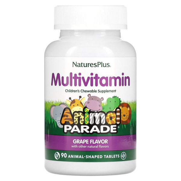 Мультивитамины для детей Natures Plus (Animal Parade) 90 жевательных таблеток со вкусом винограда