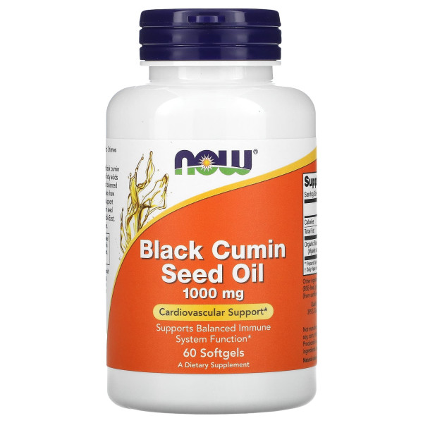 Масло чёрного тмина NOW Foods (Black Cumin Seed Oil) 1000 мг 60 капсул