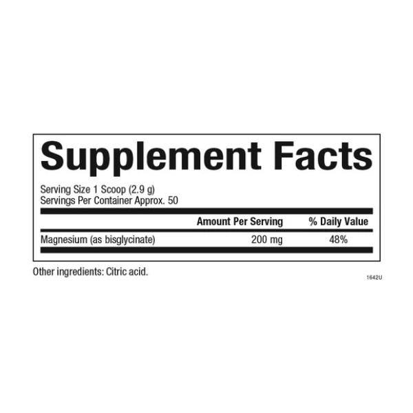 Магній бісгліцинат Natural Factors (Magnesium Bisglycinate) 200мг 145г
