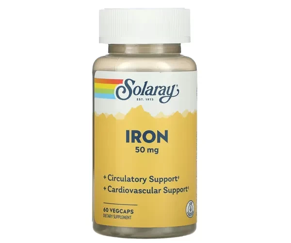 Залізо Solaray  (Iron) 50 мг 60 капсул