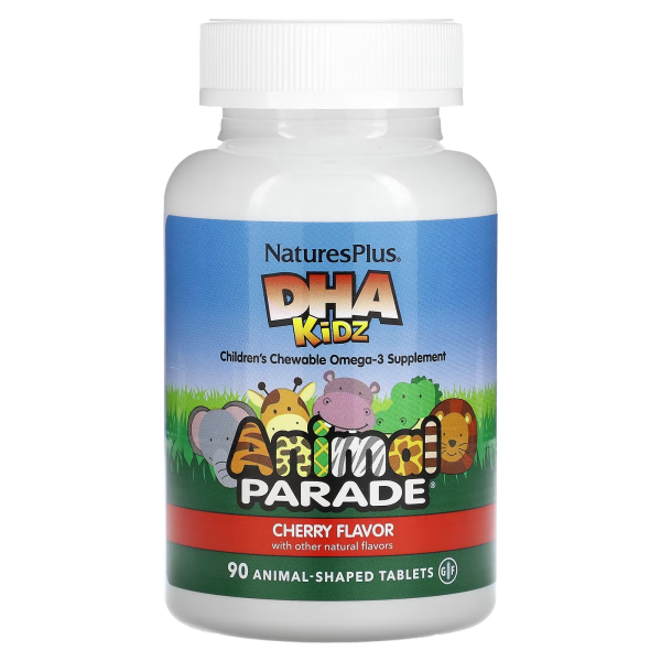 Рыбий жир для детей Natures Plus (DHA for kids, animal parade) 90 жевательных таблеток со вкусом вишни