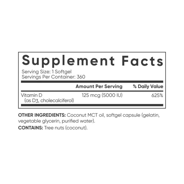 Вітамін Д3 Sport Research (Vitamin D3) 5000 МО 360 капсул