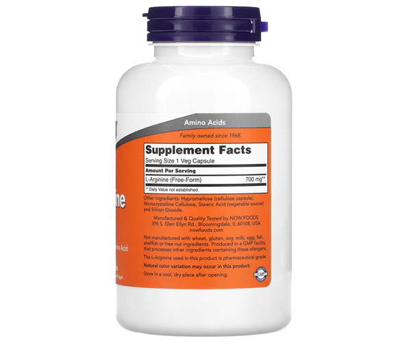 Аргинин NOW Foods (L-Arginine) 700 мг 180 капсул