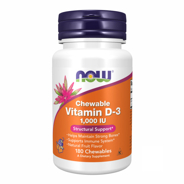 Витамин Д3 NOW Foods (Chewable Vitamin D-3) 1000 МЕ 180 жевательных таблеток с фруктовым вкусом