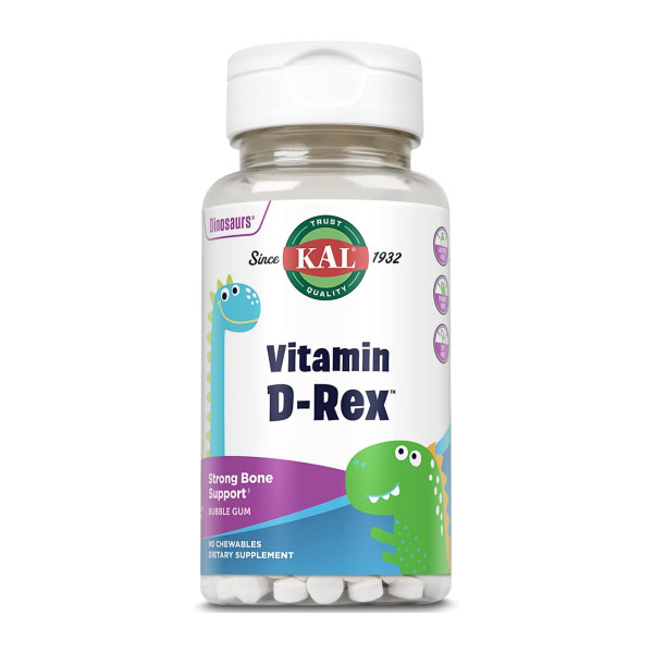 Вітамін Д3 KAL Dinosaurs® D-Rex™ Bubble Gum 90 жувальних таблеток