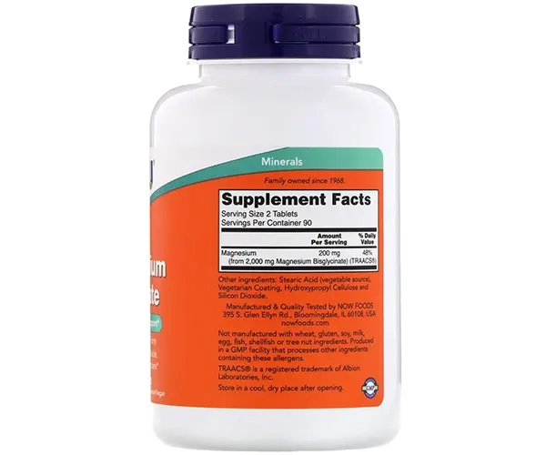 Магний глицинат NOW Foods (Magnesium Glycinate) 180 таблеток