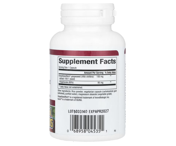 Екстракт виноградних кісточок Natural Factors (Grape Seed Extract) 100 мг