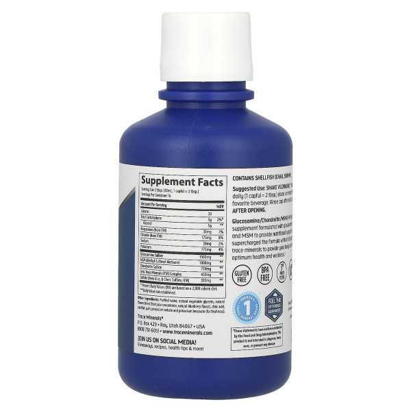 Глюкозамін, хондроїтин та МСМ Trace Minerals Research  (Glucosamine Chondroitin MSM) 473 мл зі смаком чорниці