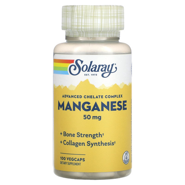 Марганец Solaray (Manganese) 50 мг 100 капсул