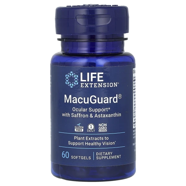Здоров'я очей із шафраном та астаксантином Life Extension (MacuGuard Ocular Support with Saffron & Astaxanthin) 60 капсул