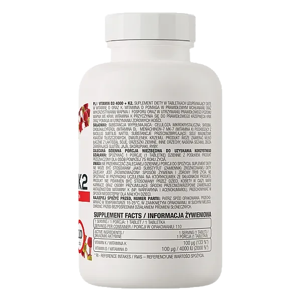 Вітамін D3+K2 Ostrovit (Vitamin D3 4000+K2) 4000 МО 110 таблеток