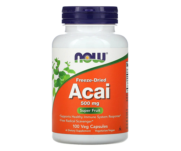 Сублимированные ягоды асаи NOW Foods (Freeze-Dried Acai) 500 мг 100 капсул