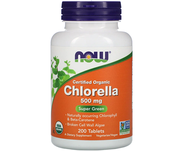 Хлорелла NOW Foods (Chlorella) органик 500 мг 200 таблеток