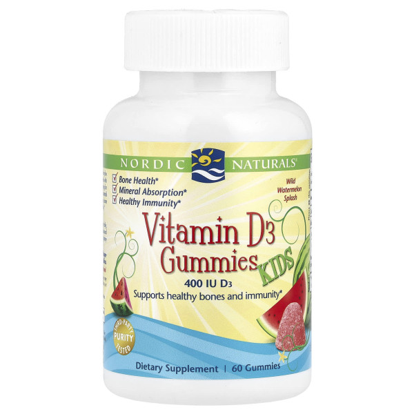 Вітамін Д3 для дітей Nordic Naturals (Vitamin D3 Gummies KIDS) 400 МО  зі смаком кавуна