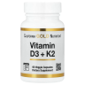 Вітаміни Д3 та К2 California Gold Nutrition (Vitamin D3+K2) 1000 МО/40 мкг