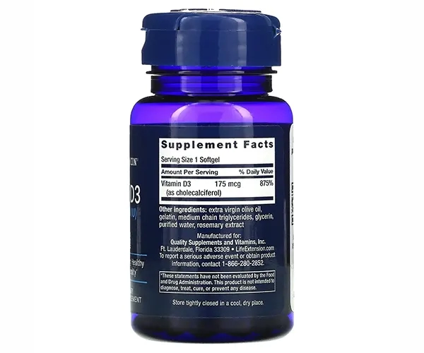 Вітамін D3 Life Extension  (Vitamin D3) 7000 МО 60 капсул