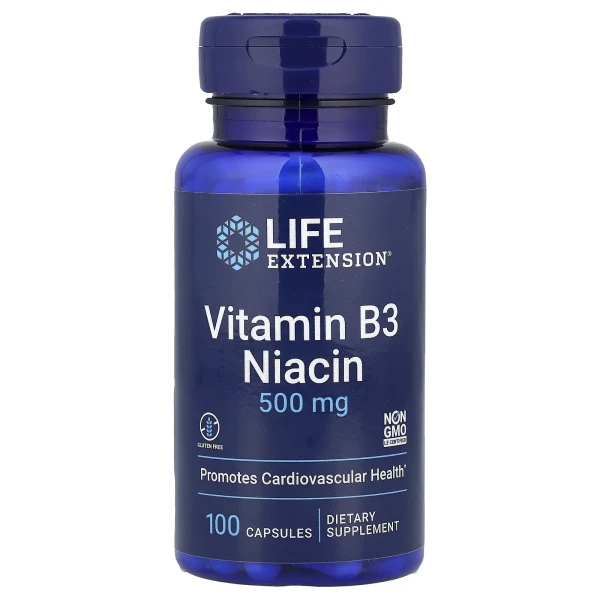 Ніацин Вітамін B3 Life Extension (Niacin Vitamin B3) 500 мг 100 капсул