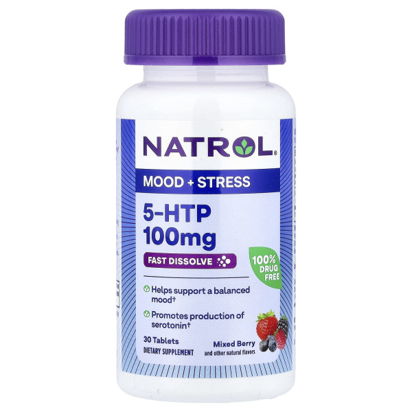 5-HTP швидкорозчинний особливо ефективний Natrol 100 мг смак диких ягід 30 таблеток