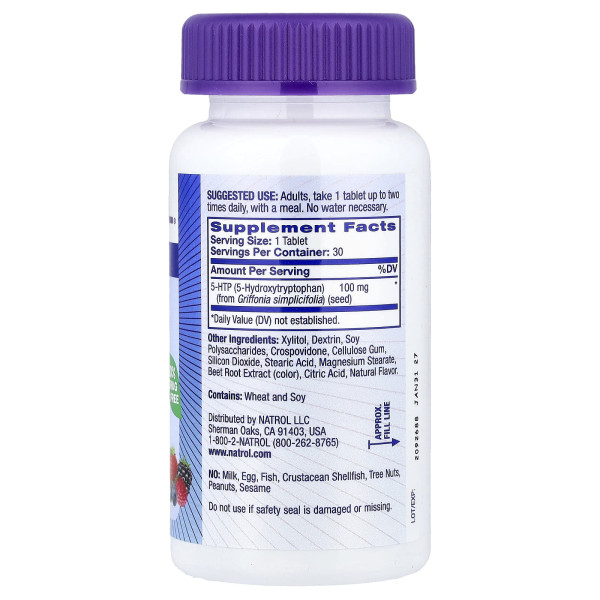 5-HTP швидкорозчинний особливо ефективний Natrol 100 мг смак диких ягід 30 таблеток