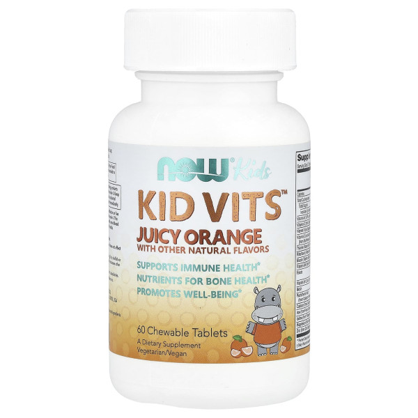 Дитячі вітаміни NOW Foods, Kids, Kid Vits ™ 60 жувальних таблеток соковитий апельсин