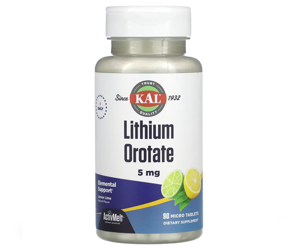 Оротат літію KAL (Lithium Orotate) 5 мг 90 таблеток зі смаком лимон-лайм