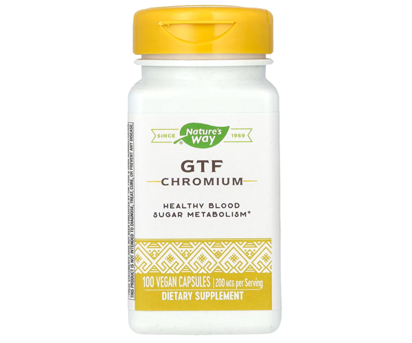 Хром нікотинат Nature's Way (GTF Chromium) 200 мкг 100 капсул
