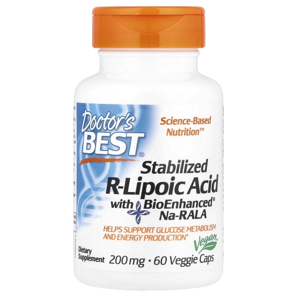R-ліпоєва кислота Doctor's Best  (R-Lipoic Acid) 200 мг 60 капсул